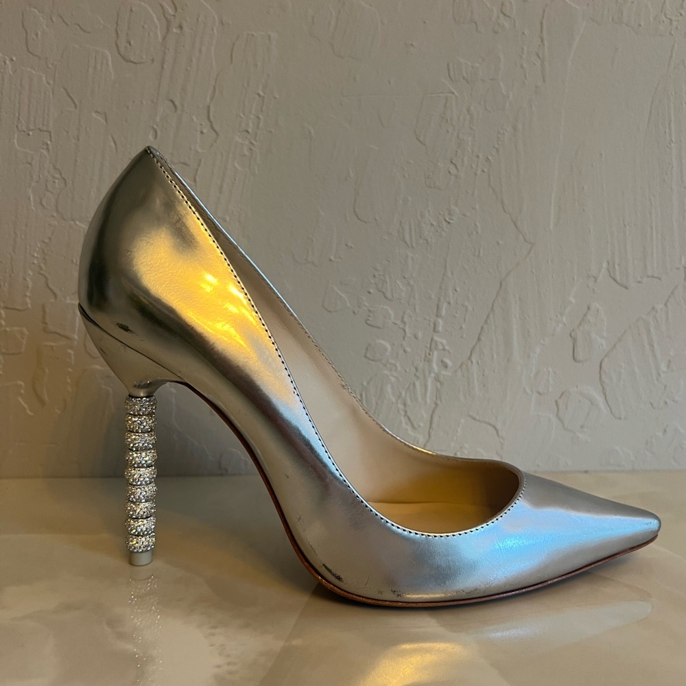 Sophia Webster Patent Silver Stiletto Crystal Heels